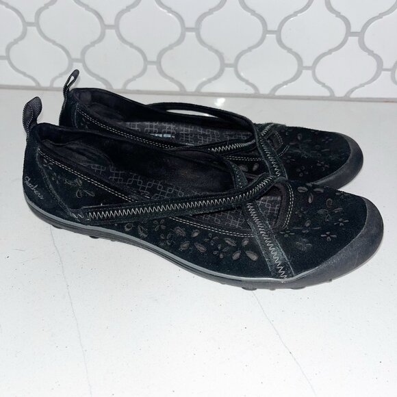 Skechers Womens Black Flats Leather Earth Memory Foam Mary Jane Slip-On 7.5 - Picture 1 of 9